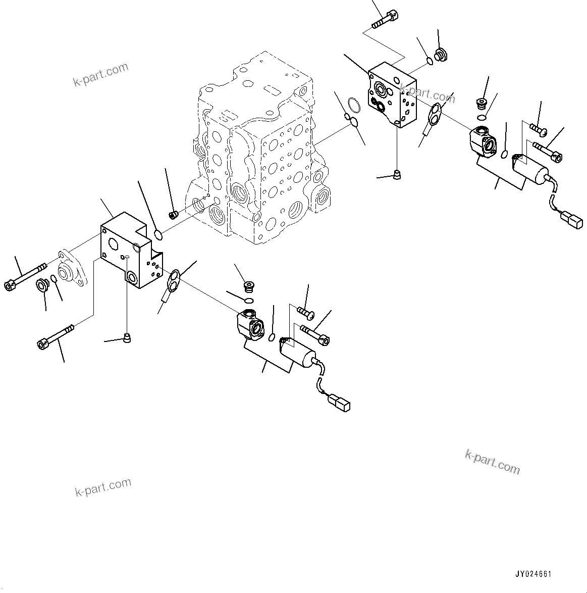Komatsu parts book diagram for D85PX-18E0 S/N 26001-UP: FENDER, CONTROL VALVE, 4-SPOOL (4/8)(#25001-)