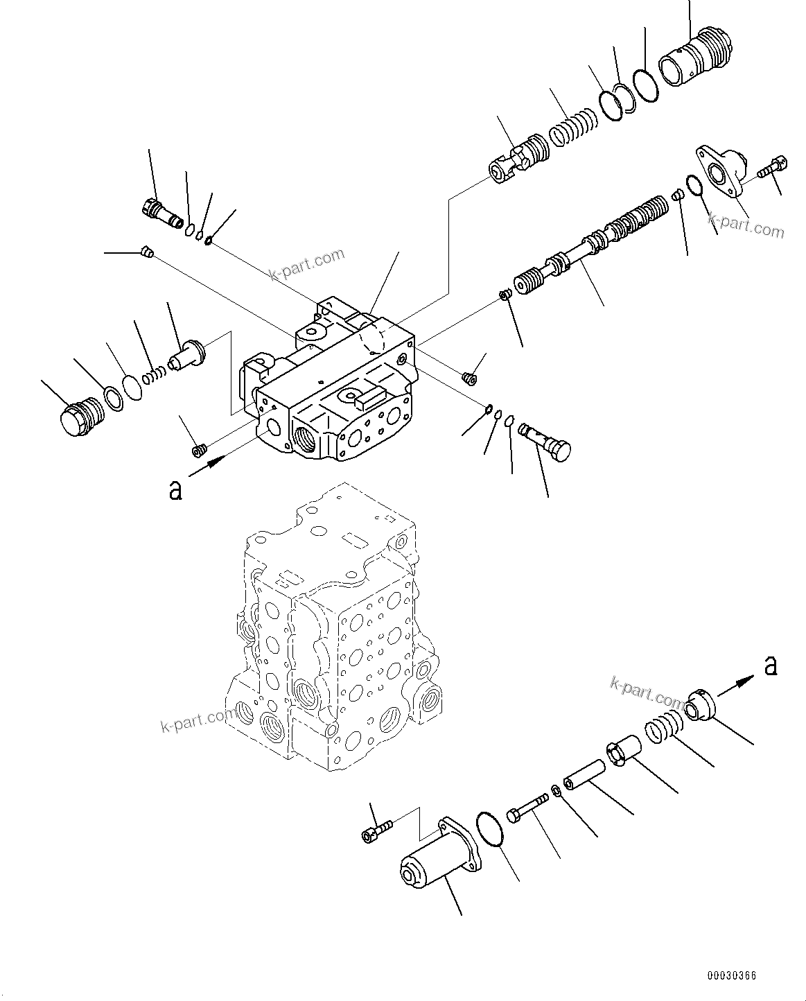 Komatsu parts book diagram for D85PX-18E0 S/N 26001-UP: FENDER, CONTROL VALVE, 4-SPOOL (7/8)(#25001-)