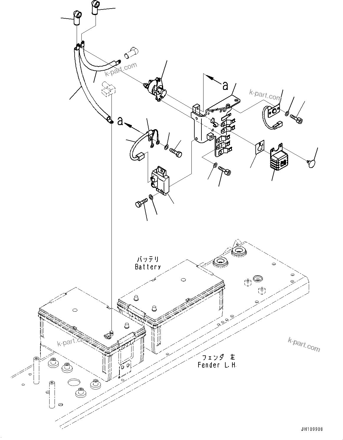 Komatsu parts book diagram for D85PX-18E0 S/N 26001-UP: FENDER, GROUND CABLE (1/2)(#25001-)
