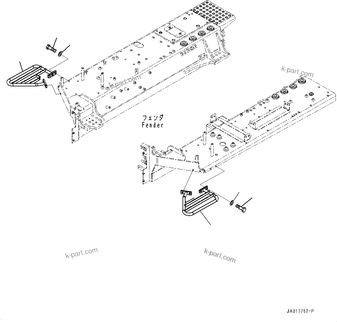 Komatsu parts book diagram for D85PX-18E0 S/N 26001-UP: STEP AND HANDRAIL, (#22001-)
