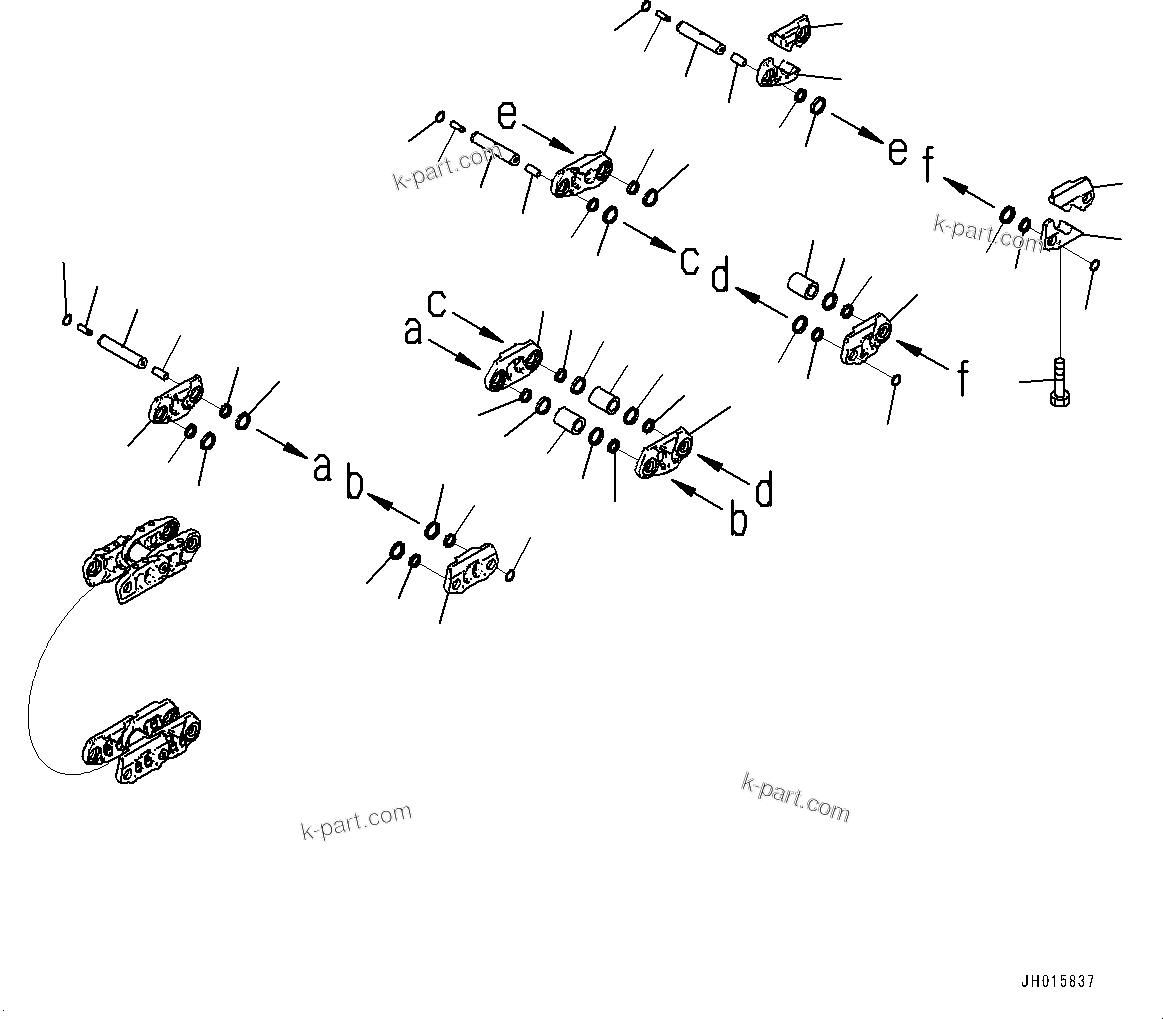 Komatsu parts book diagram for D85PX-18E0 S/N 26001-UP: TRACK LINK ASSEMBLY, (SUPPLY ONLY, 90 SET, SEALED AND LUBRICATED TYPE, PLUS TYPE)(#22001-)