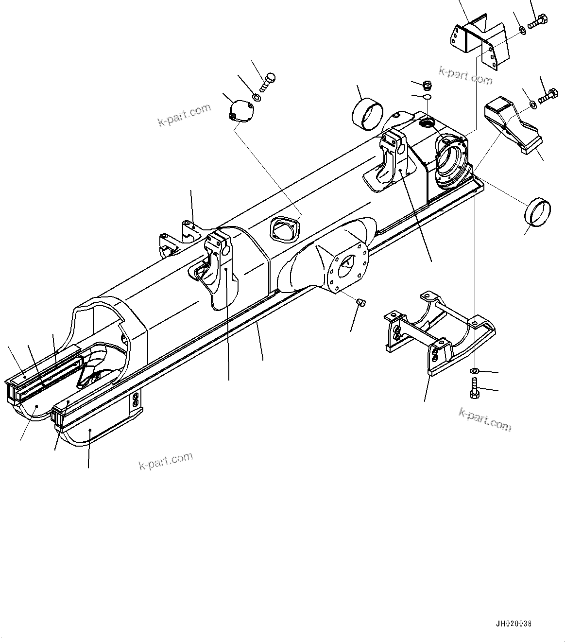 Komatsu parts book diagram for D85PX-18E0 S/N 26001-UP: TRACK FRAME, TRACK FRAME, L.H.(#25223-)