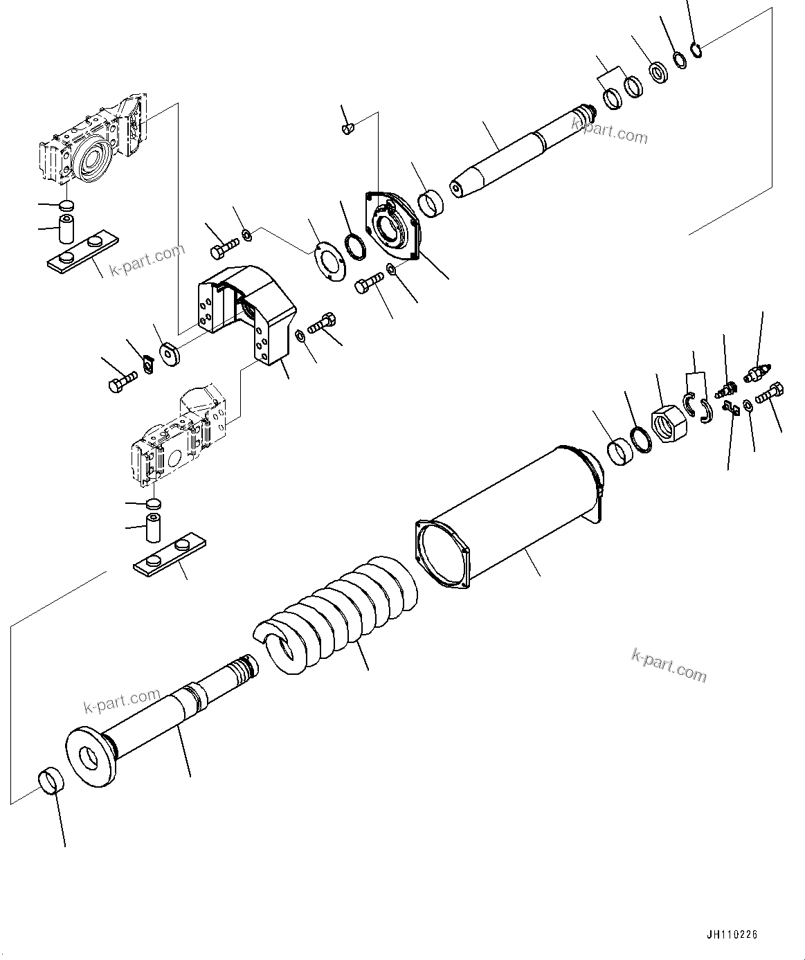 Komatsu parts book diagram for D85PX-18E0 S/N 26001-UP: TRACK FRAME, RECOIL SPRING, L.H.(#26001-)