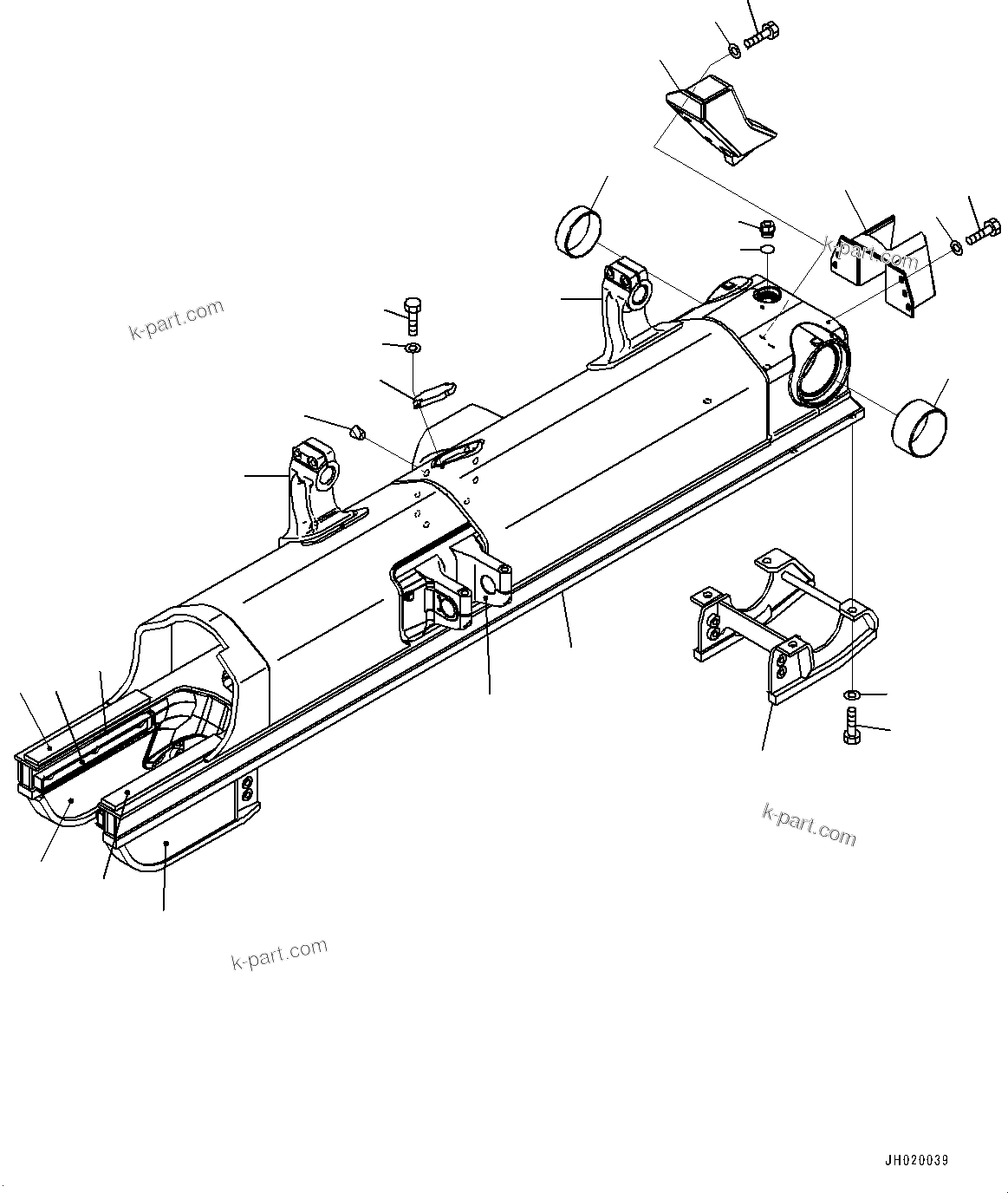 Komatsu parts book diagram for D85PX-18E0 S/N 26001-UP: TRACK FRAME, TRACK FRAME, R.H.(#25223-)