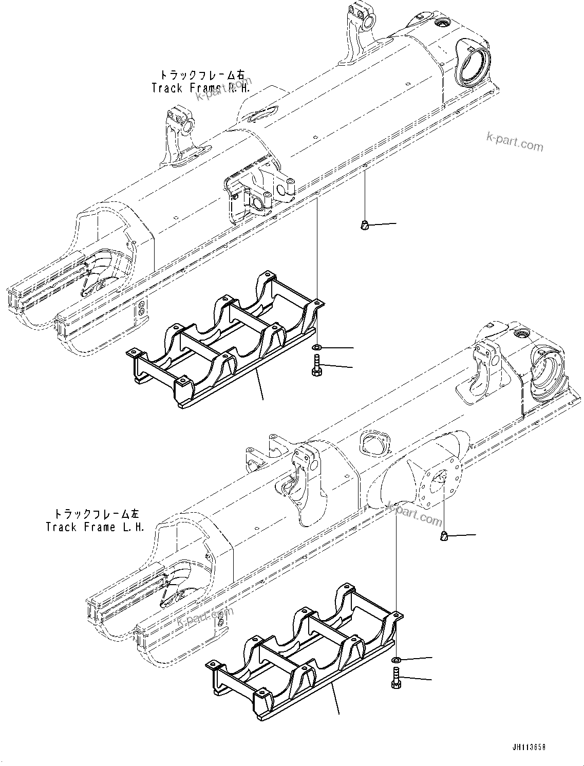 Komatsu parts book diagram for D85PX-18E0 S/N 26001-UP: TRACK ROLLER GUARD, (#26001-)