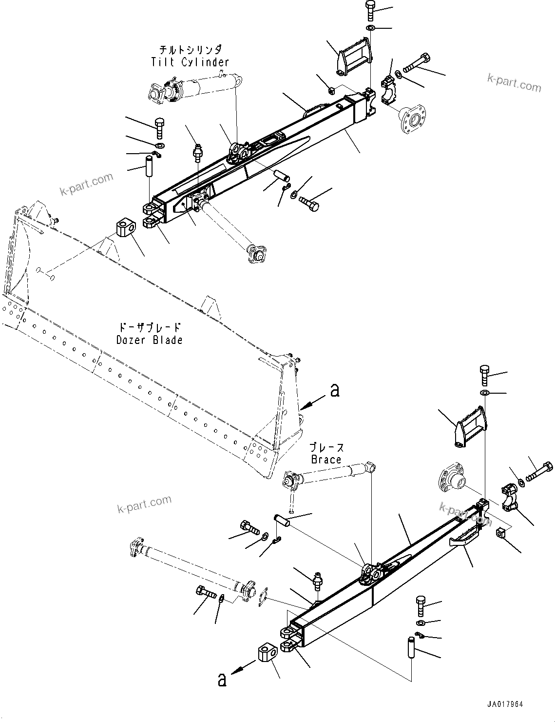 Komatsu parts book diagram for D85PX-18E0 S/N 26001-UP: DOZER FRAME, FRAME AND PIN(#23410-)