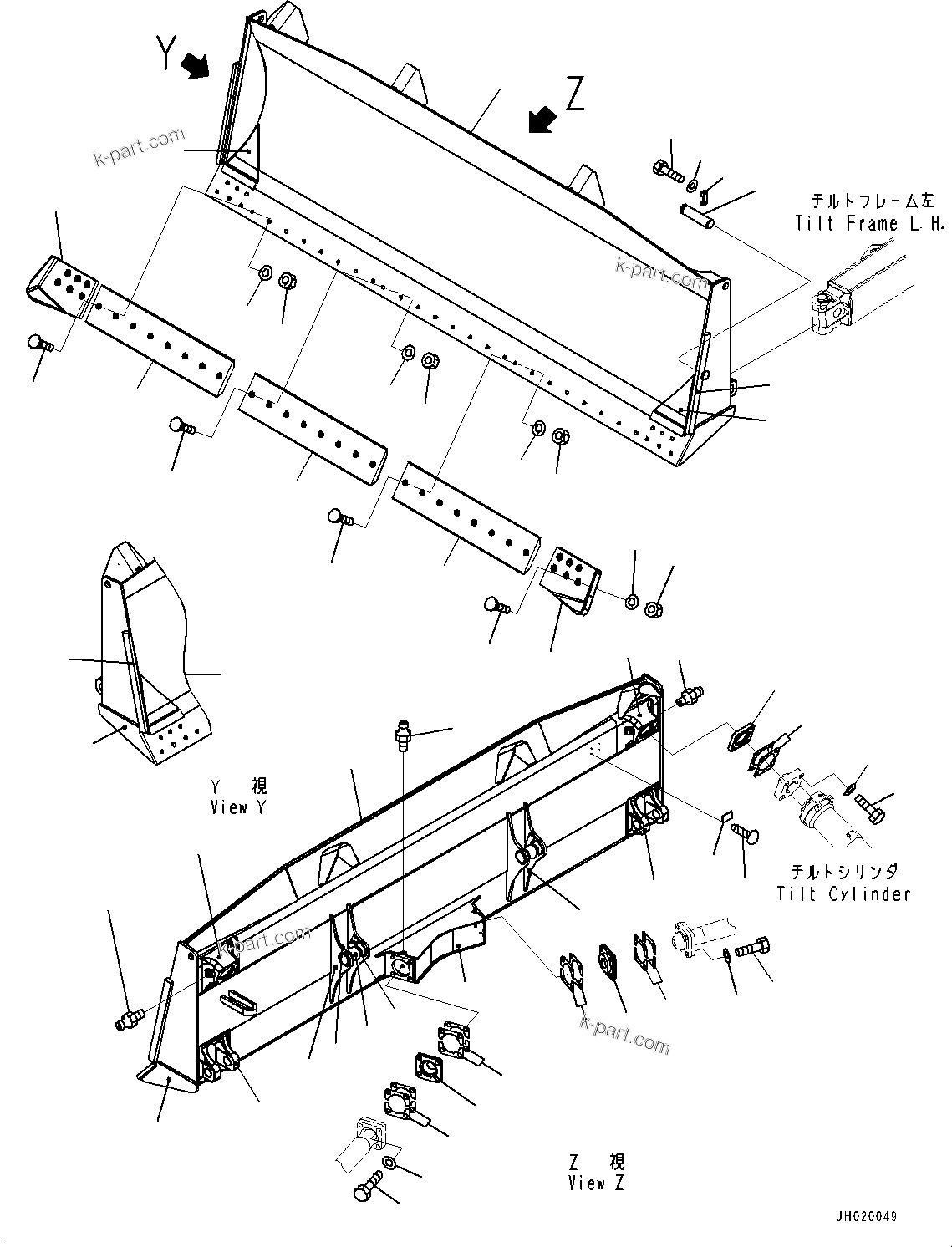 Komatsu parts book diagram for D85PX-18E0 S/N 26001-UP: DOZER BLADE, (#22001-)