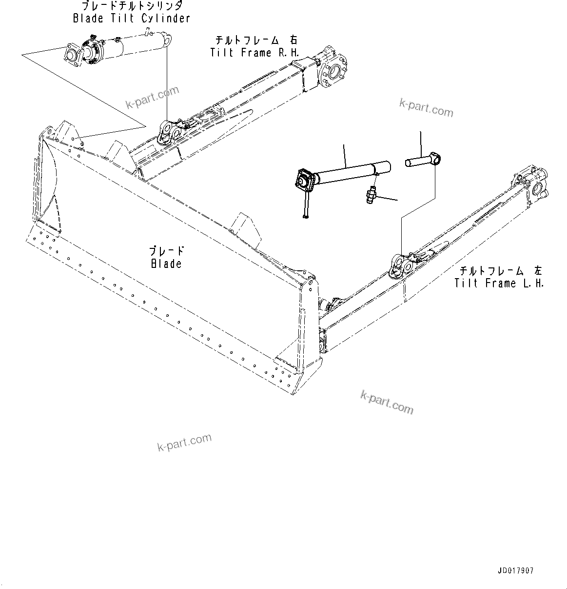 Komatsu parts book diagram for D85PX-18E0 S/N 26001-UP: TILT CYLINDER, BRACE(#22001-)
