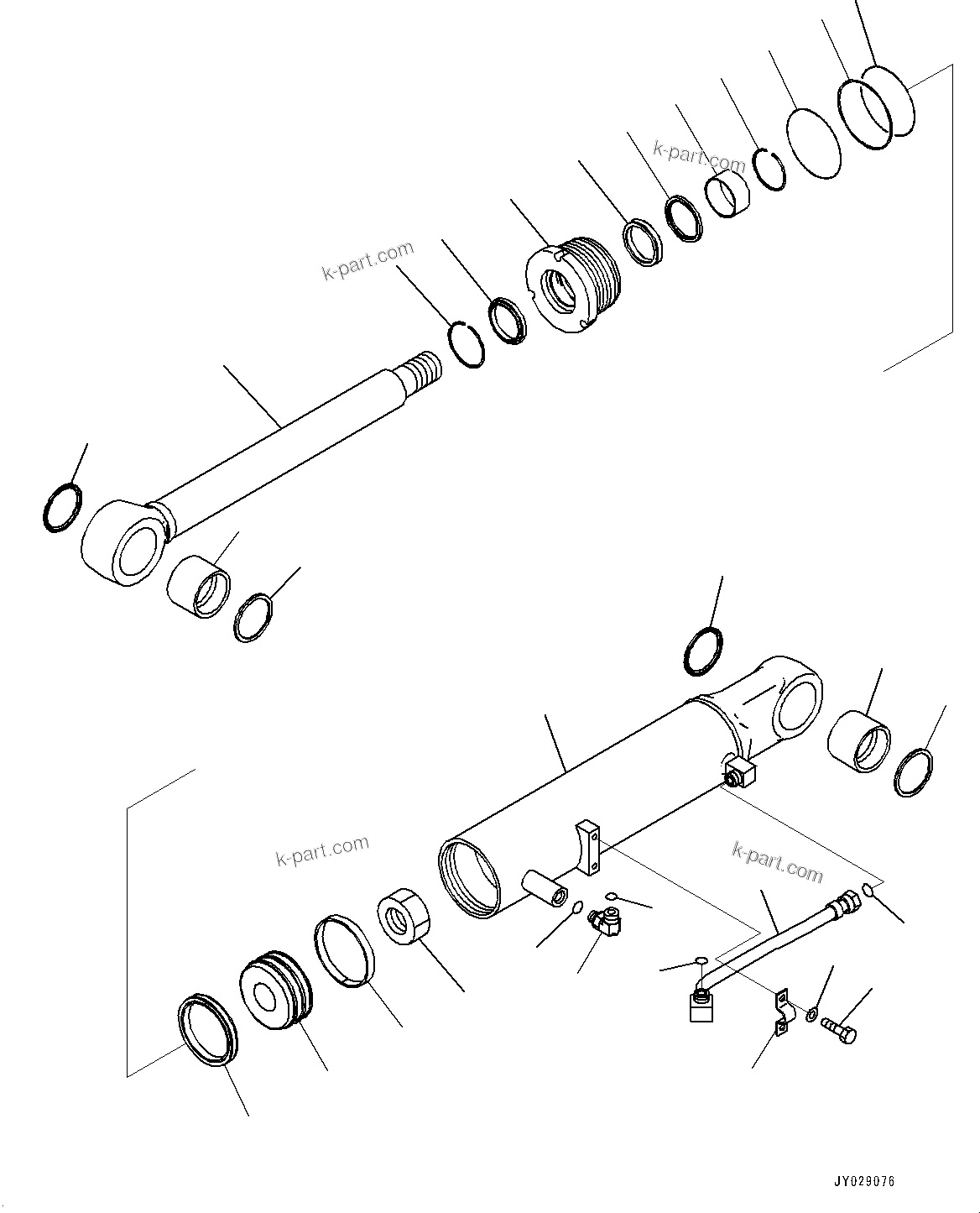 Komatsu parts book diagram for D85PX-18E0 S/N 26001-UP: RIPPER, INNER PARTS, LIFT CYLINDER, L.H.(#23028-)