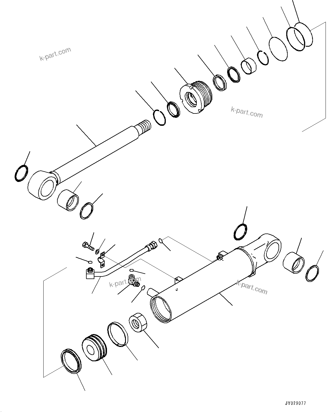 Komatsu parts book diagram for D85PX-18E0 S/N 26001-UP: RIPPER, INNER PARTS, LIFT CYLINDER, R.H.(#23028-)