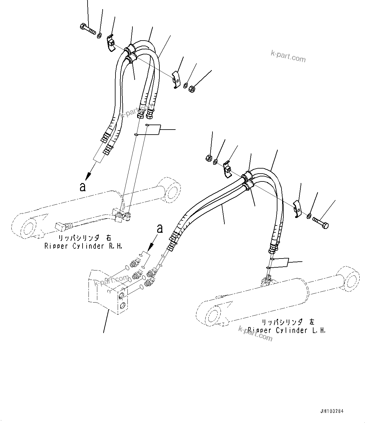 Komatsu parts book diagram for D85PX-18E0 S/N 26001-UP: RIPPER PIPING, (#23028-)