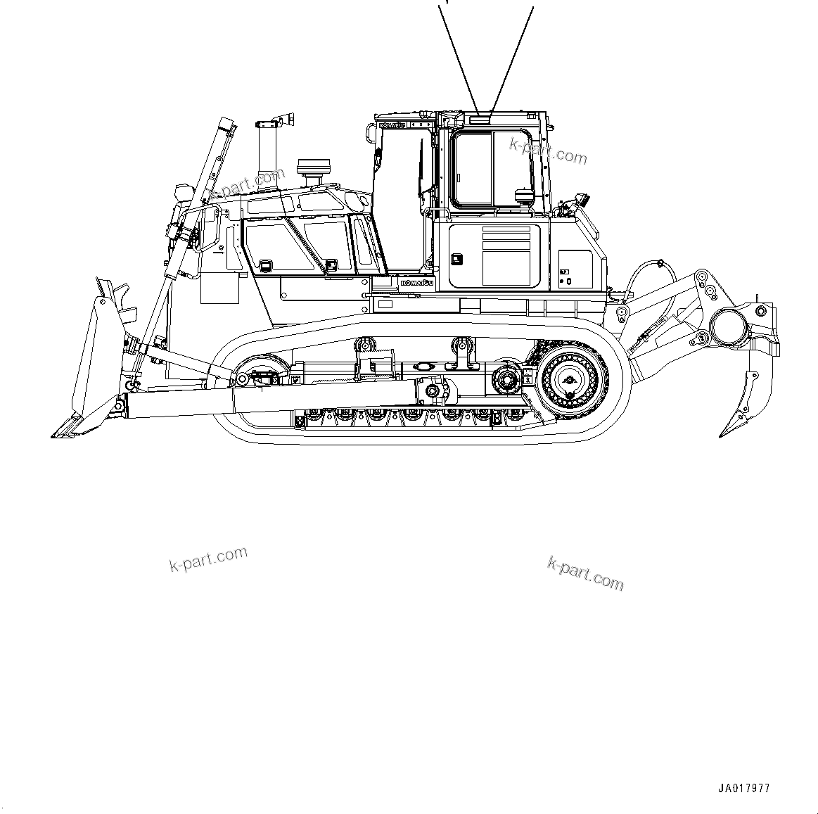 Komatsu parts book diagram for D85PX-18E0 S/N 26001-UP: ROPS/FOPS PLATE, (#25153-)