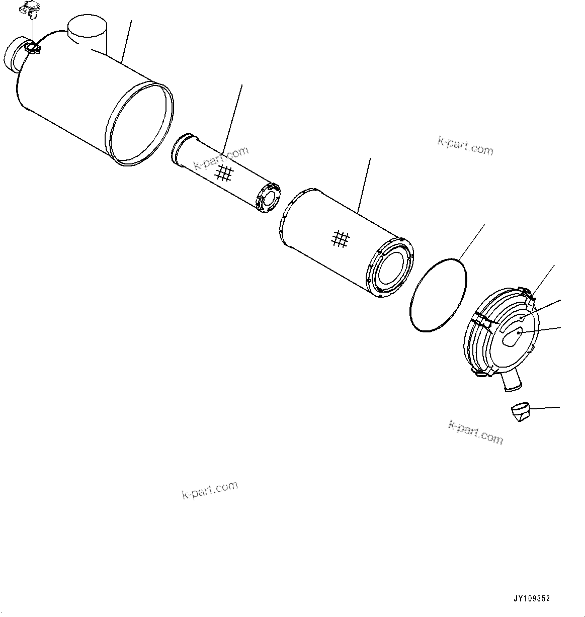 Komatsu parts book diagram for D71PXI-24 S/N 74001-UP: AIR CLEANER, INNER PARTS, AIR CLEANER(#70158-)
