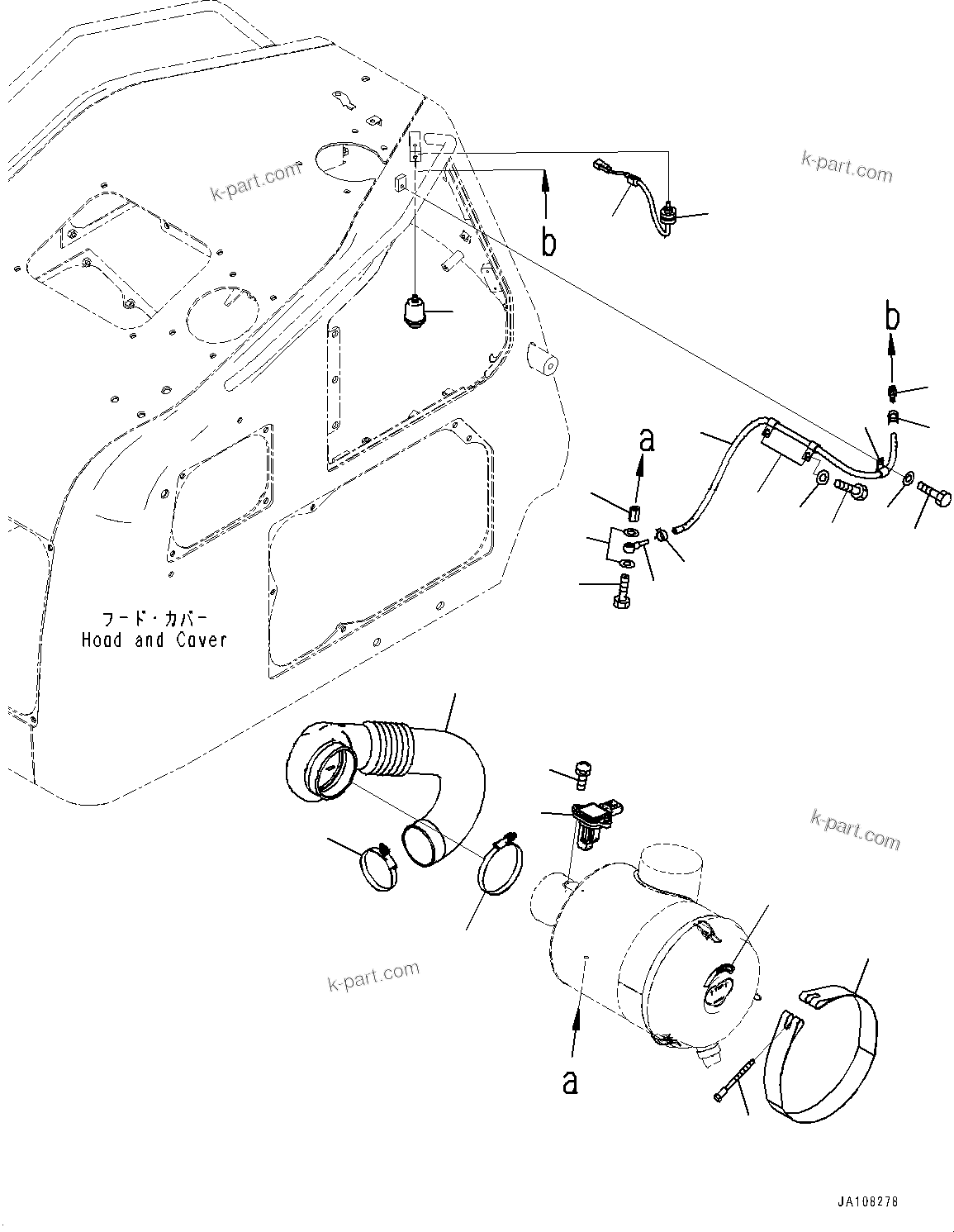 Komatsu parts book diagram for D71PXI-24 S/N 74001-UP: AIR CLEANER, RELATED PARTS(#70002-)