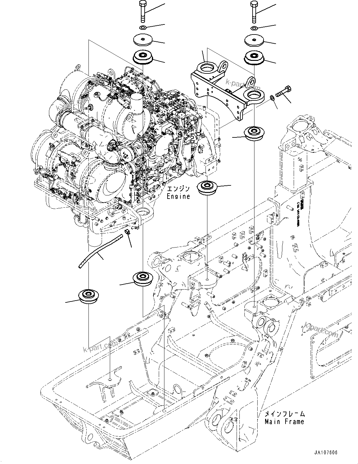Komatsu parts book diagram for D71PXI-24 S/N 74001-UP: ENGINE MOUNTING, (#70002-)