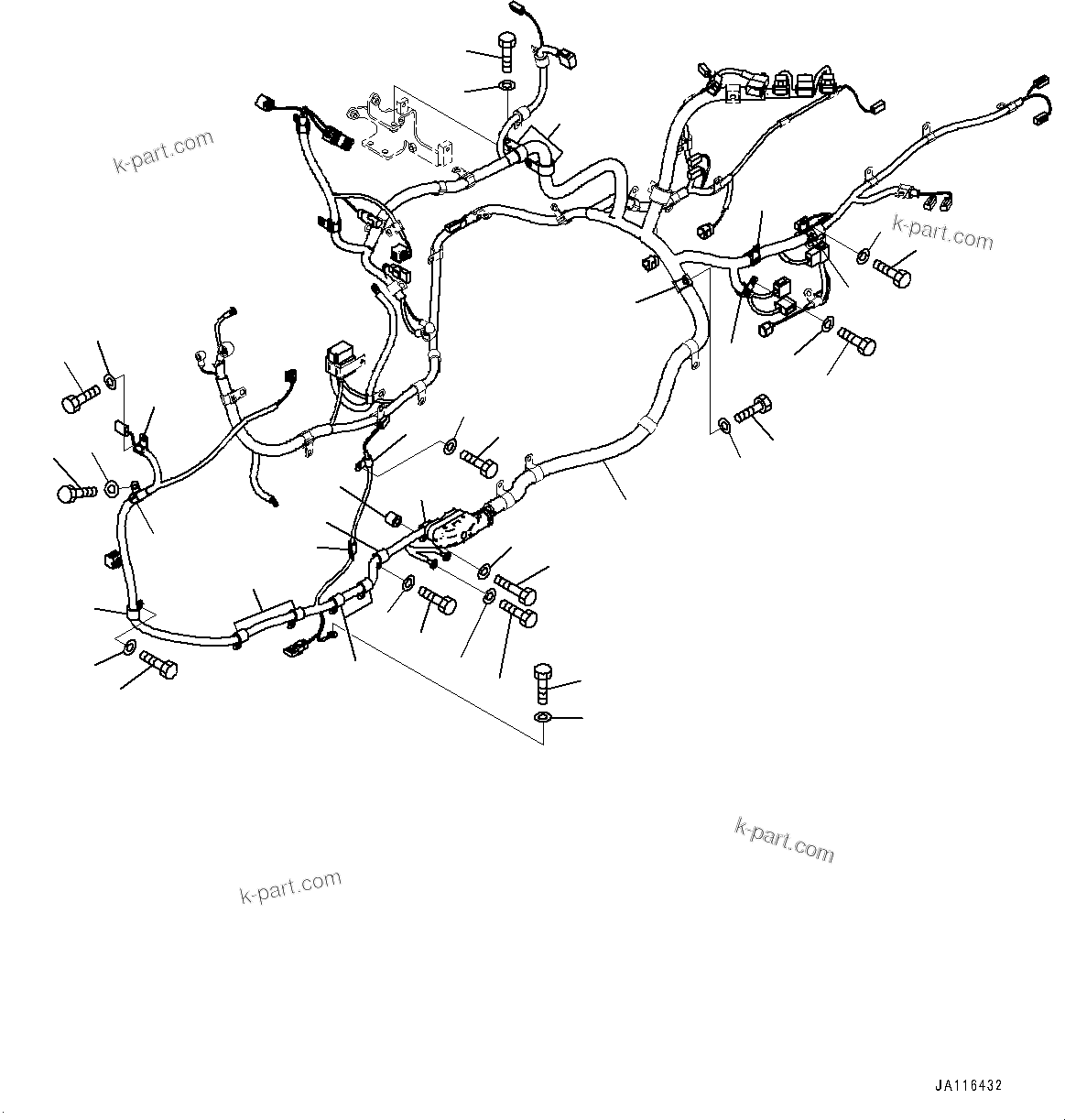 Komatsu parts book diagram for D71PXI-24 S/N 74001-UP: ENGINE WIRING HARNESS, WIRING HARNESS AND MOUNTING (1/2)(#72161-)