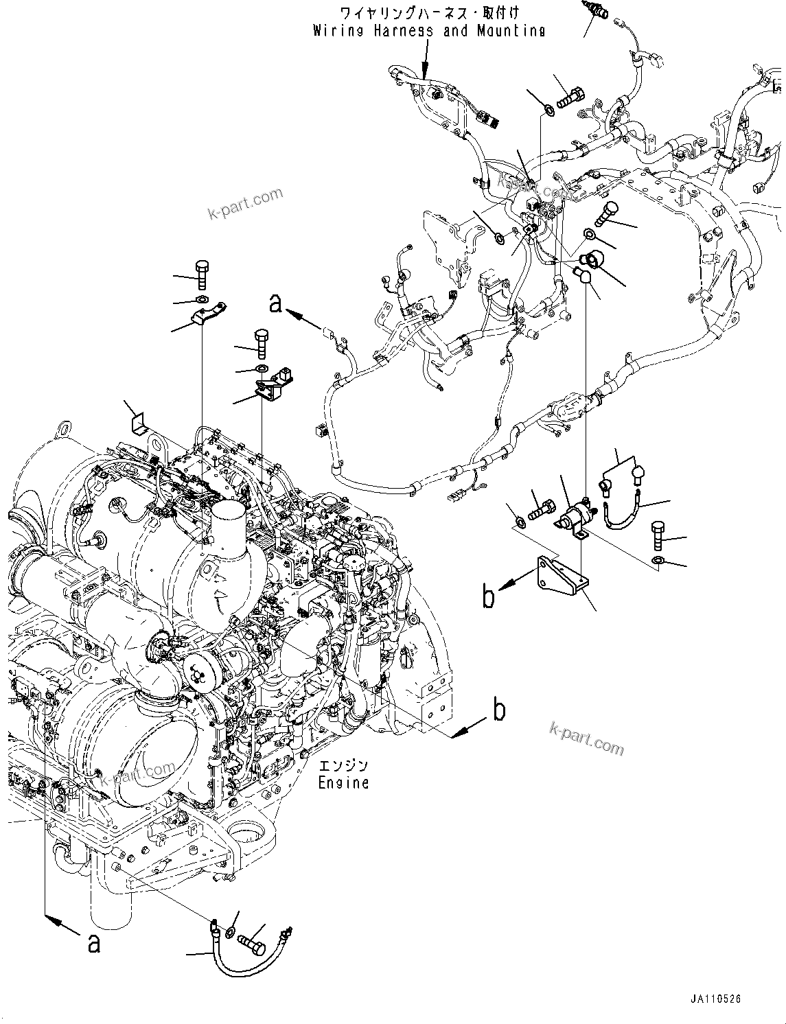 Komatsu parts book diagram for D71PXI-24 S/N 74001-UP: ENGINE WIRING HARNESS, HEATER SWITCH(#72161-)