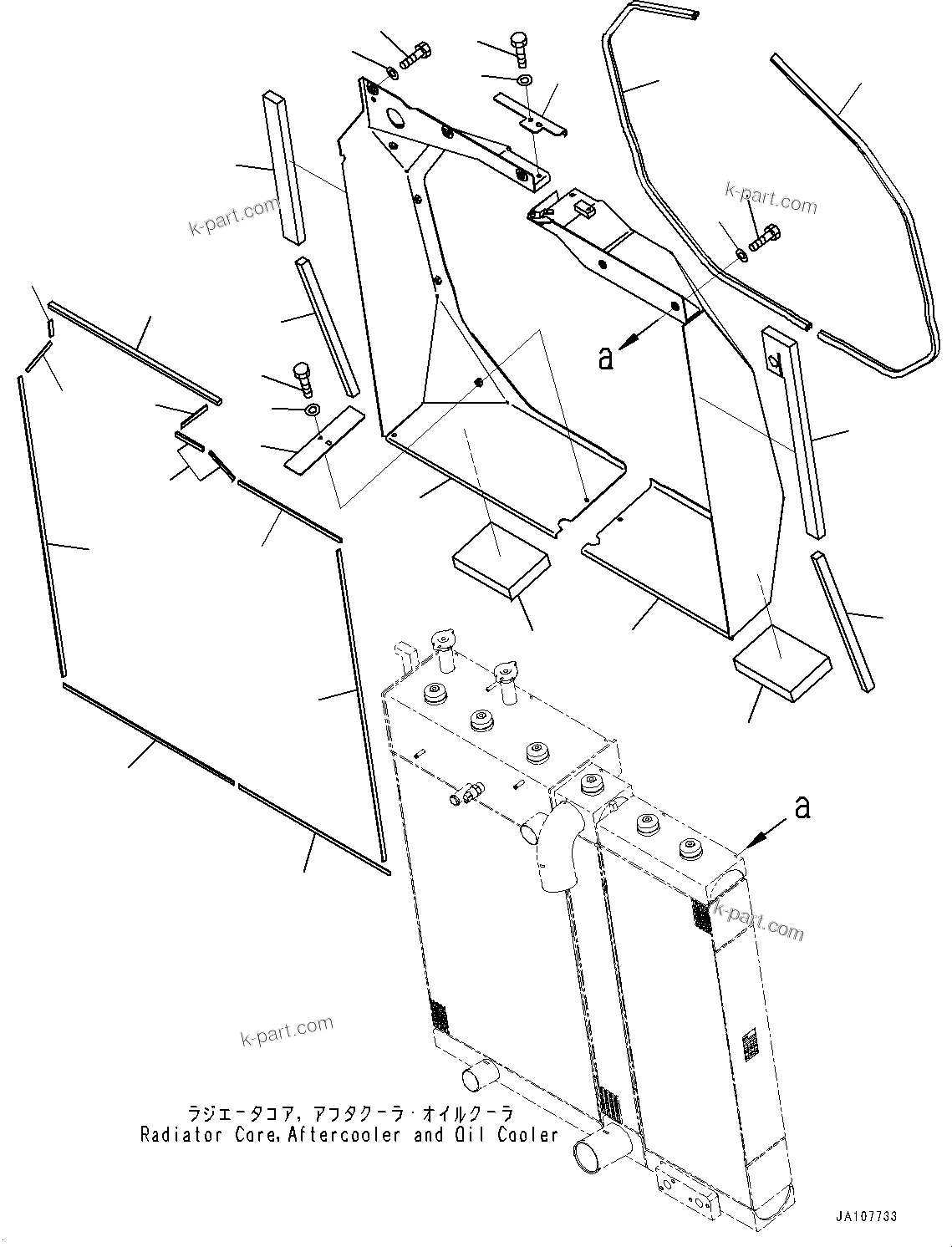 Komatsu parts book diagram for D71PXI-24 S/N 74001-UP: COOLING SYSTEM, SHROUD(#70002-)