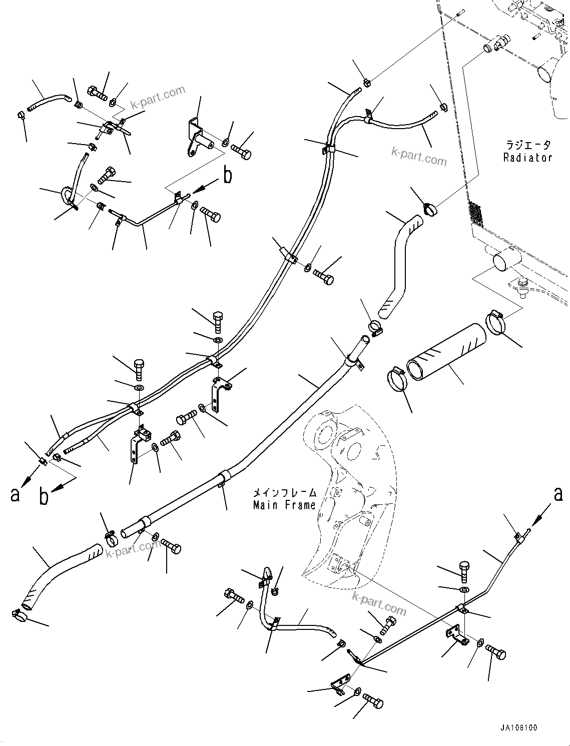 Komatsu parts book diagram for D71PXI-24 S/N 74001-UP: COOLING PIPING, RADIATOR PIPING (2/2)(#70002-)