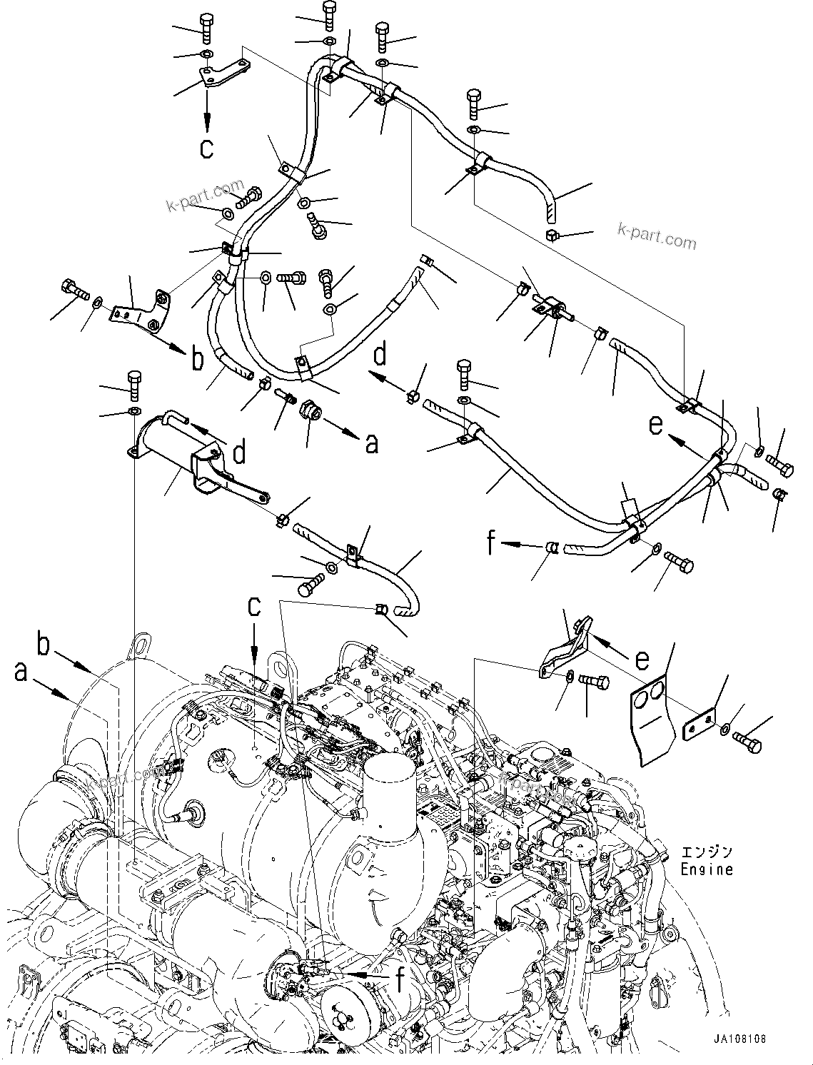 Komatsu parts book diagram for D71PXI-24 S/N 74001-UP: COOLING PIPING, INJECTION PIPING(#70002-)