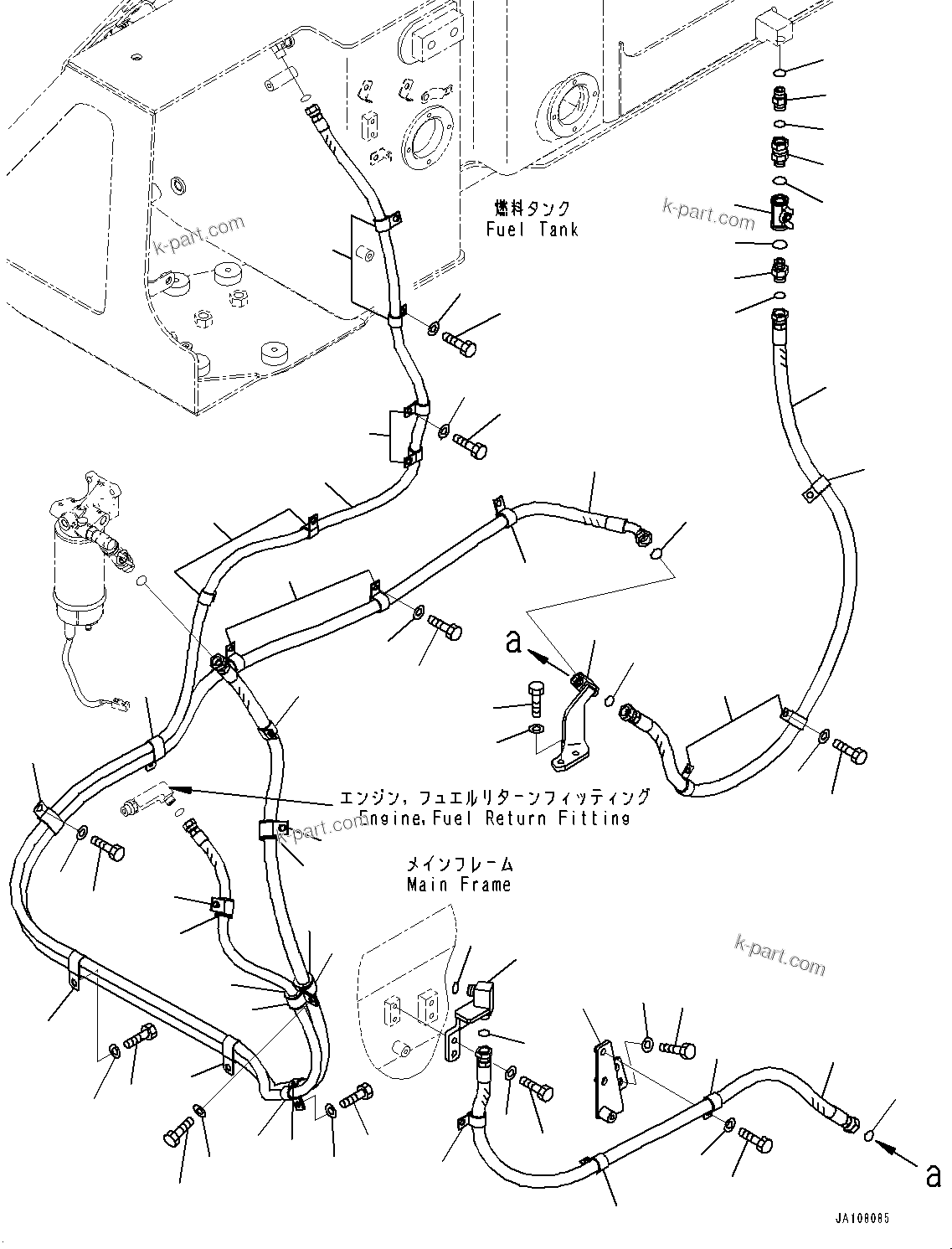 Komatsu parts book diagram for D71PXI-24 S/N 74001-UP: FUEL SUPPLY PIPING, FUEL PIPING(#70002-)