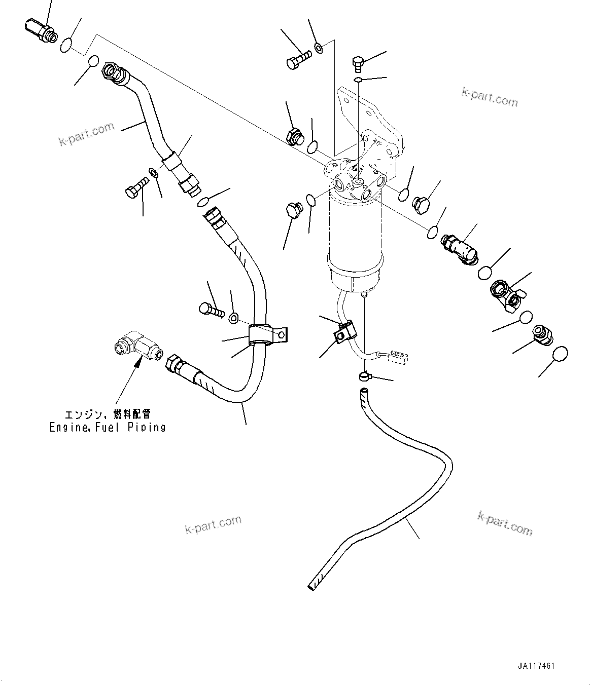 Komatsu parts book diagram for D71PXI-24 S/N 74001-UP: FUEL SUPPLY PIPING, FUEL PREFILTER PIPING(#70002-)