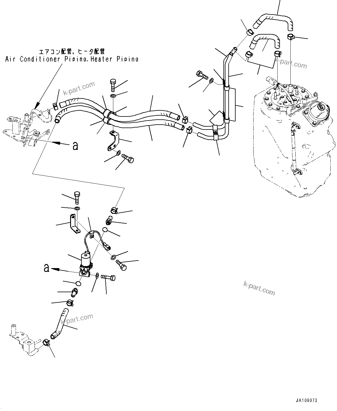 Komatsu parts book diagram for D71PXI-24 S/N 74001-UP: DEF PIPING, HEATER PIPING(#70002-)