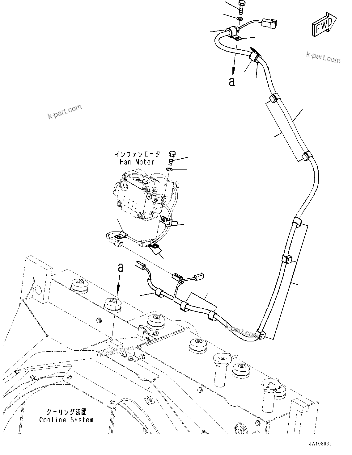 Komatsu parts book diagram for D71PXI-24 S/N 74001-UP: ELECTRIC WIRING HARNESS, FAN MOTOR WIRING HARNESS(#70002-)