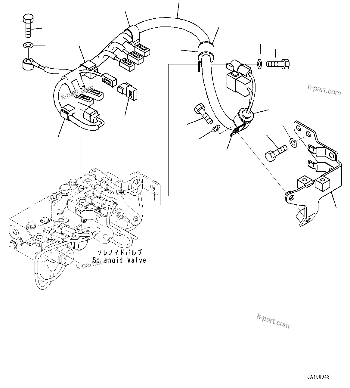 Komatsu parts book diagram for D71PXI-24 S/N 74001-UP: ELECTRIC WIRING HARNESS, SOLENOID VALVE WIRING HARNESS(#70002-)