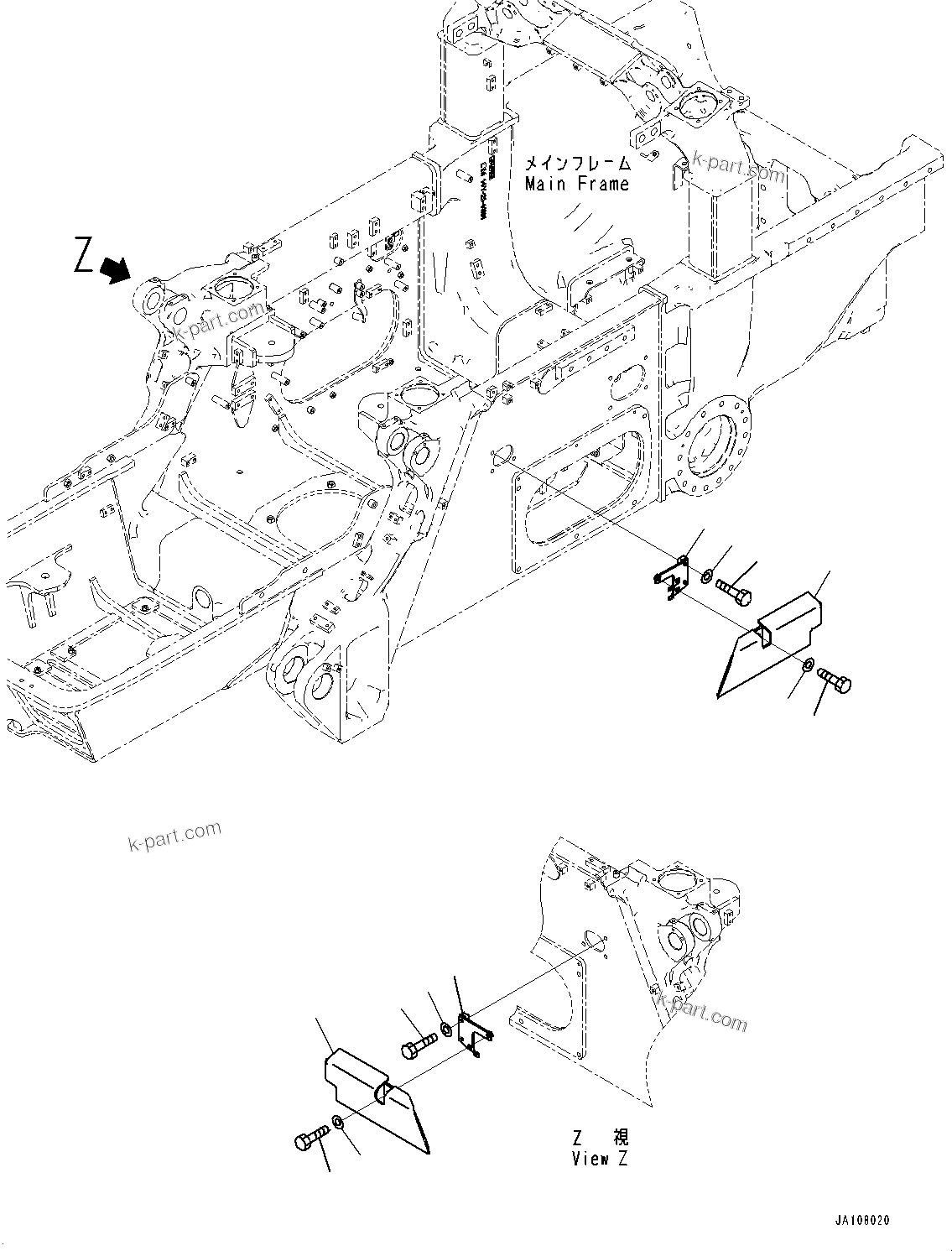 Komatsu parts book diagram for D71PXI-24 S/N 74001-UP: IMU SENSOR WIRING HARNESS, BRACKET AND COVER(#70002-)