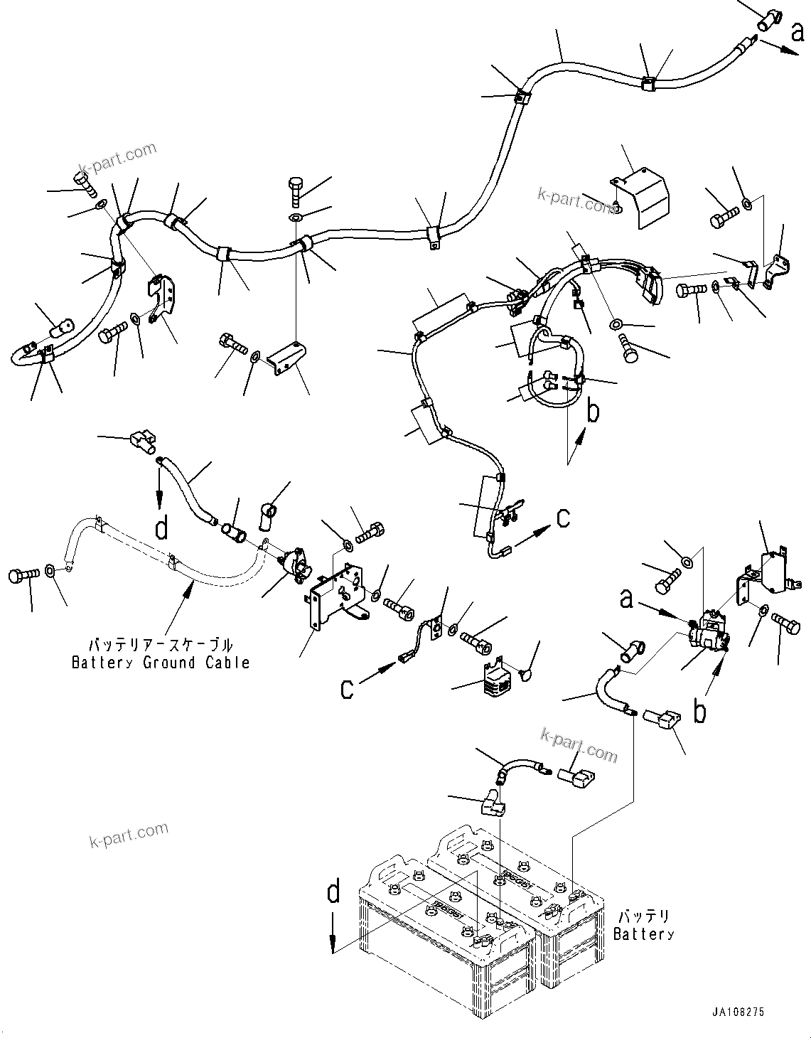 Komatsu parts book diagram for D71PXI-24 S/N 74001-UP: BATTERY ELECTRIC WIRING HARNESS, WIRING HARNESS(#71119-)