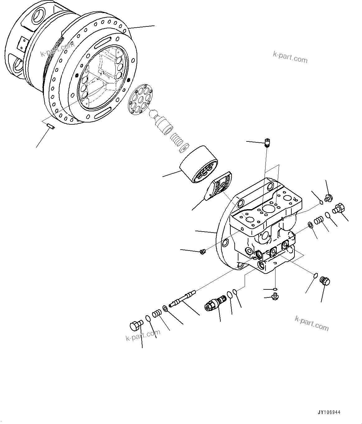 Komatsu parts book diagram for D71PXI-24 S/N 74001-UP: FINAL DRIVE, HST MOTOR, R.H. (1/4)(#70002-)
