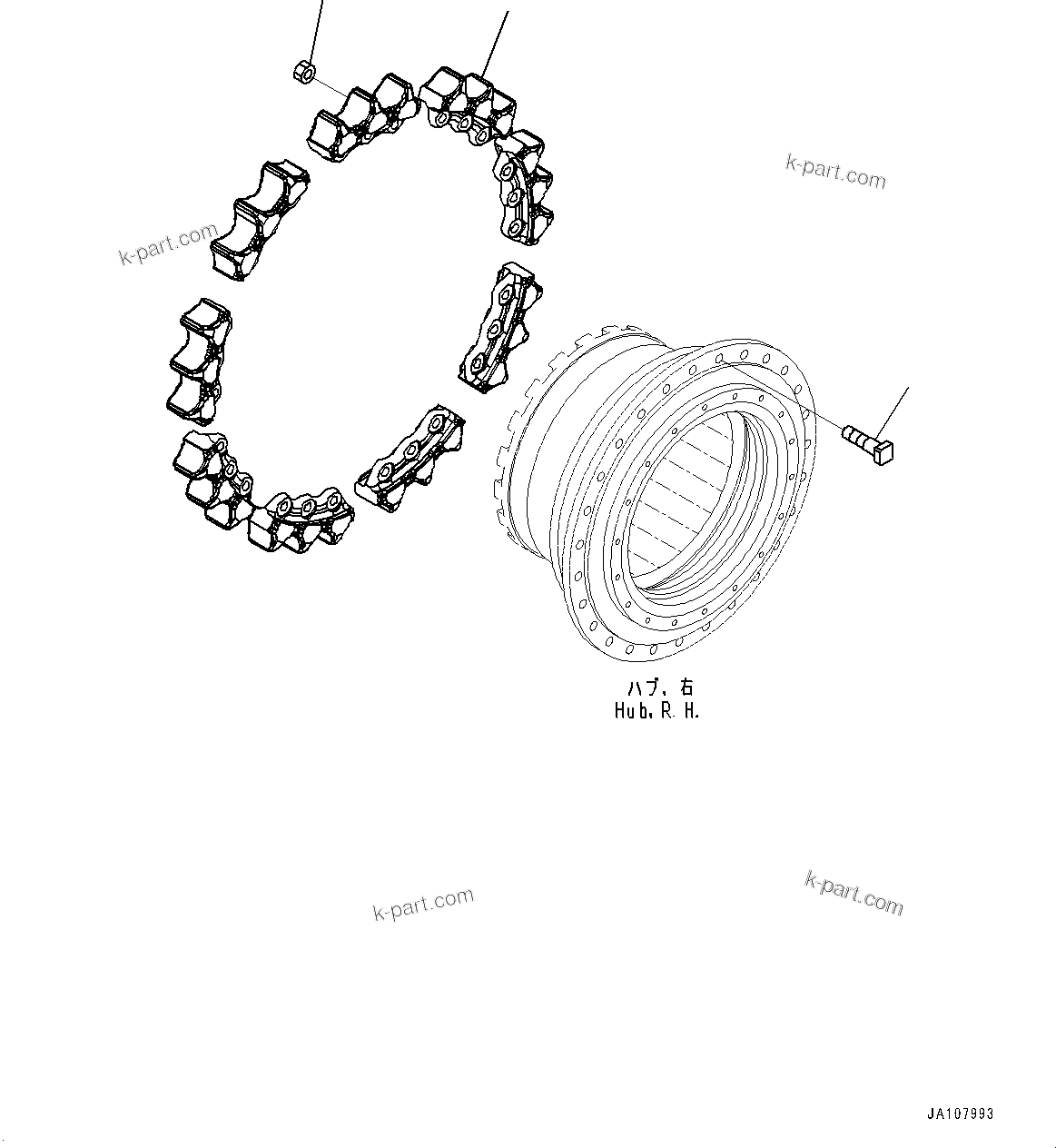 Komatsu parts book diagram for D71PXI-24 S/N 74001-UP: FINAL DRIVE, TEETH, R.H.(#70002-)