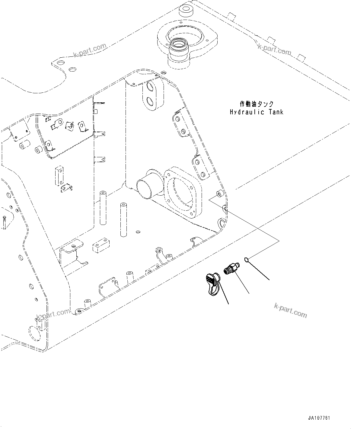 Komatsu parts book diagram for D71PXI-24 S/N 74001-UP: HYDRAULIC TANK, HYDRAULIC OIL VALVE(#70002-)