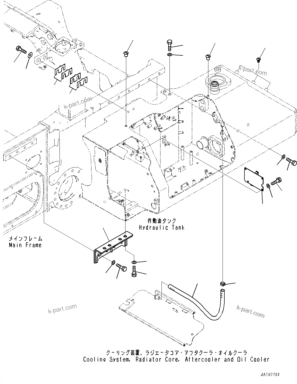 Komatsu parts book diagram for D71PXI-24 S/N 74001-UP: HYDRAULIC TANK, MOUNTING(#70002-)
