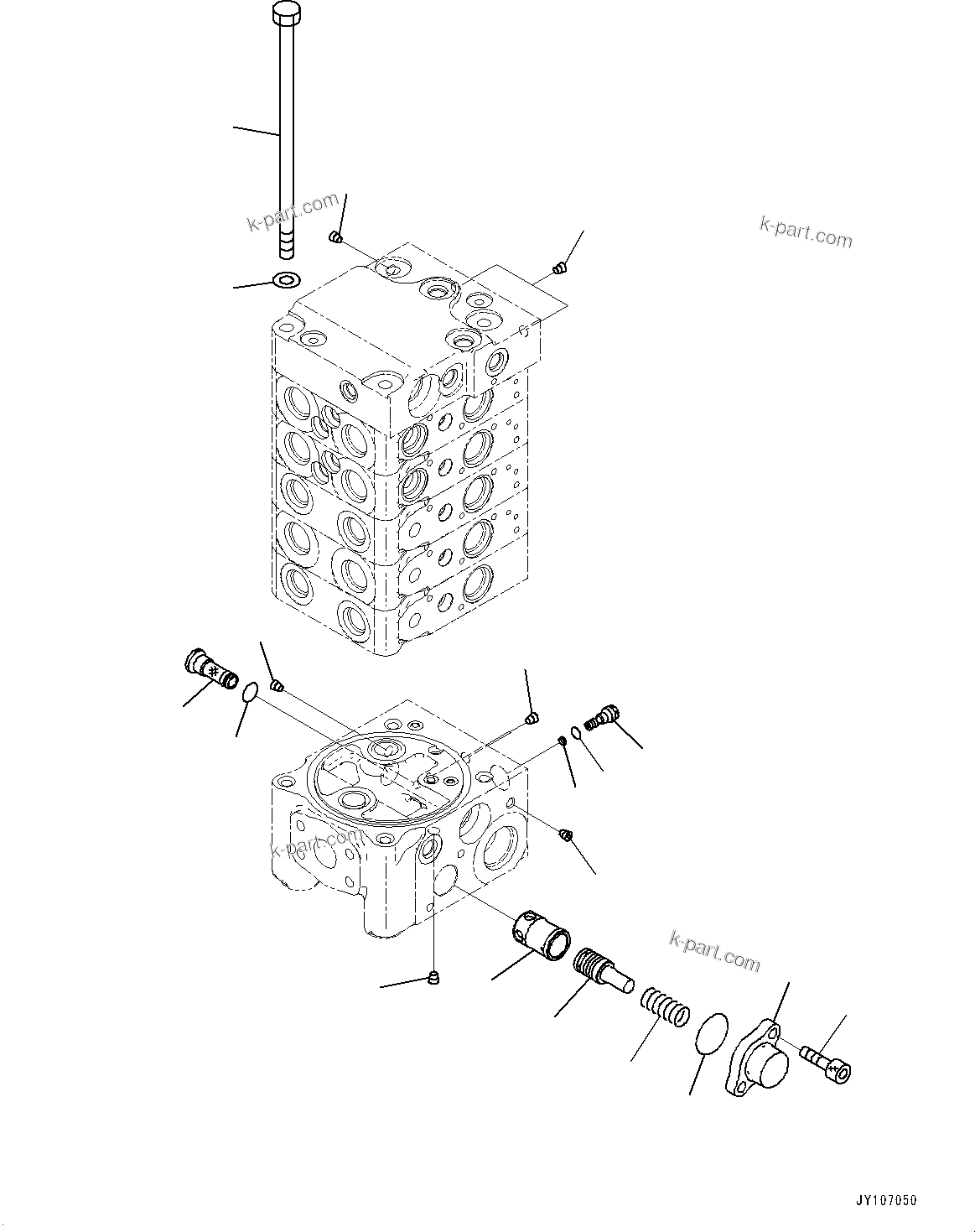 Komatsu parts book diagram for D71PXI-24 S/N 74001-UP: CONTROL VALVE, 5-VALVE (7/12)(#70002-)
