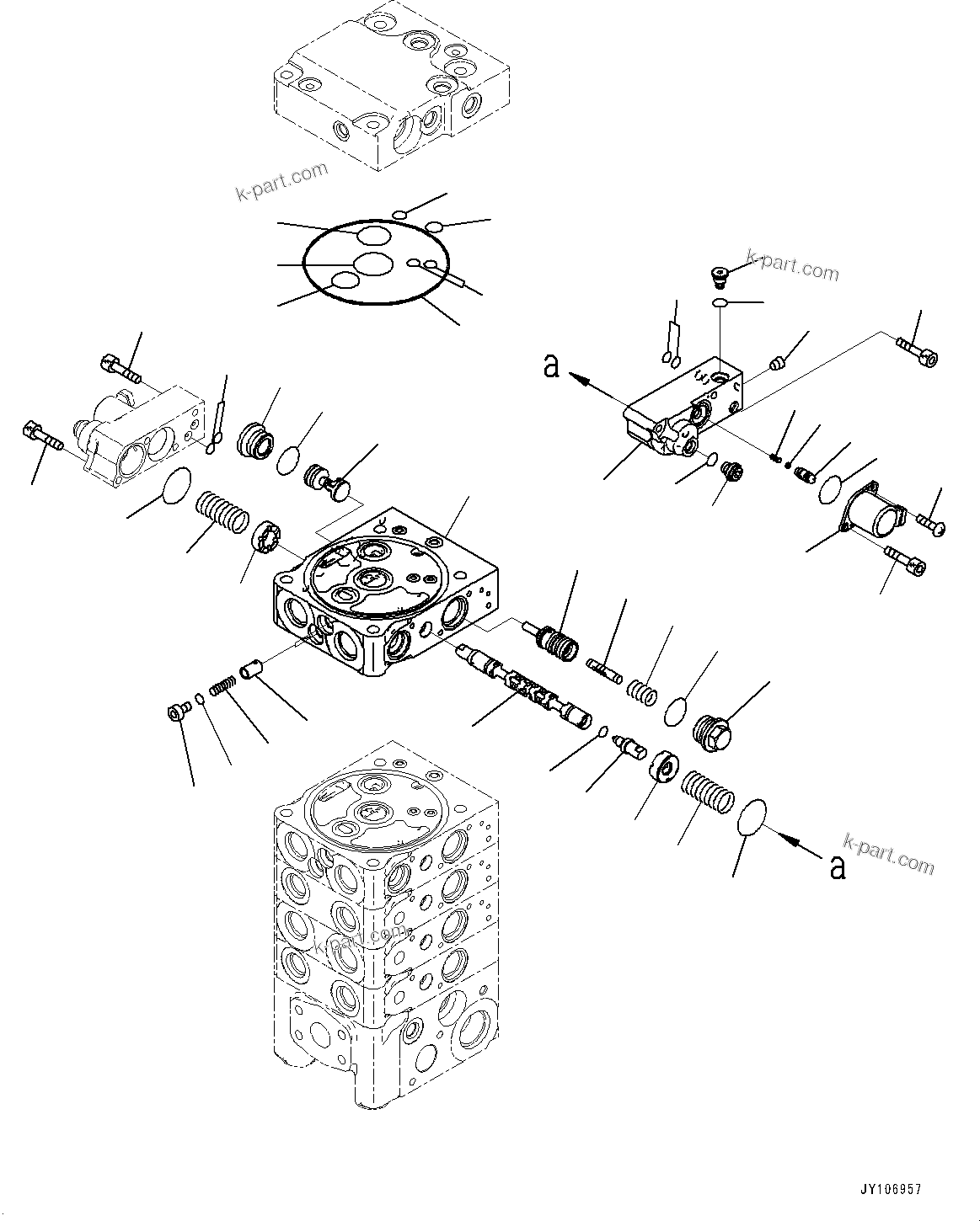 Komatsu parts book diagram for D71PXI-24 S/N 74001-UP: CONTROL VALVE, 5-VALVE (10/12)(#70002-)