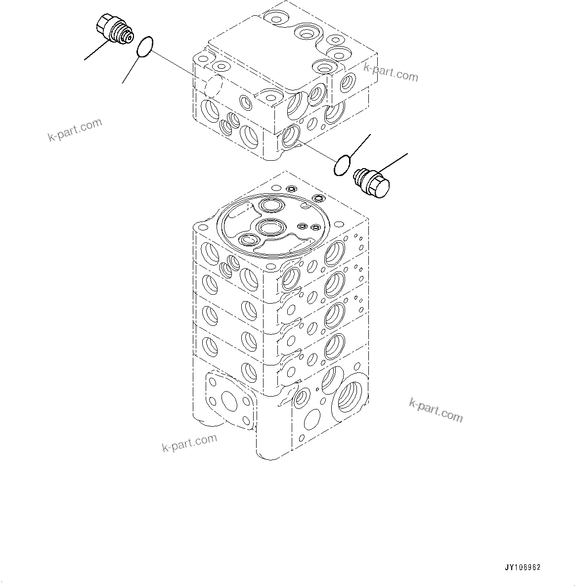 Komatsu parts book diagram for D71PXI-24 S/N 74001-UP: CONTROL VALVE, 5-VALVE (11/12)(#70002-)