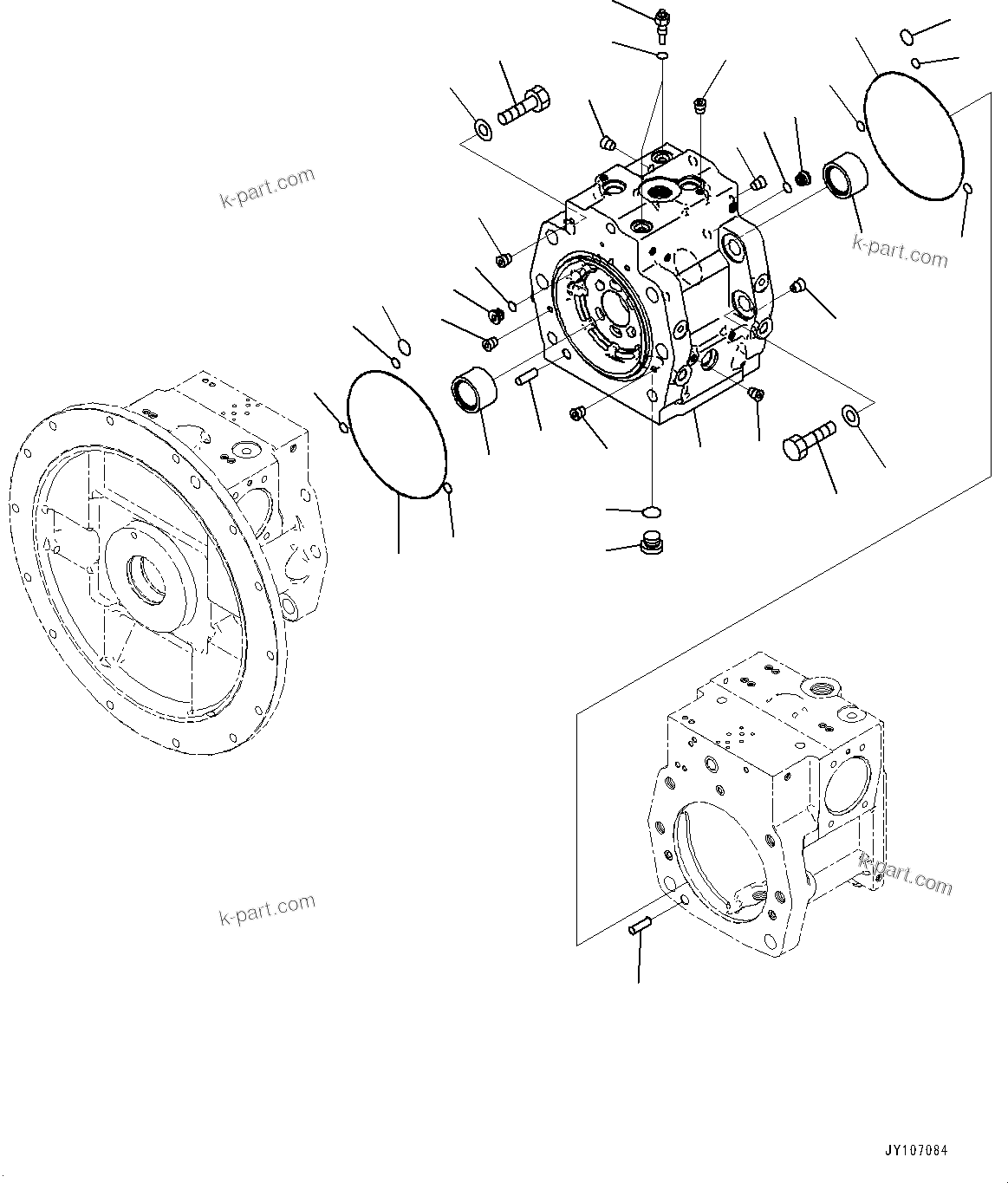 Komatsu parts book diagram for D71PXI-24 S/N 74001-UP: HYDRAULIC PUMP, HST PUMP (2/11)(#70002-)