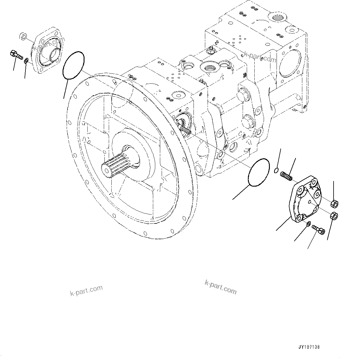 Komatsu parts book diagram for D71PXI-24 S/N 74001-UP: HYDRAULIC PUMP, HST PUMP (5/11)(#70002-)