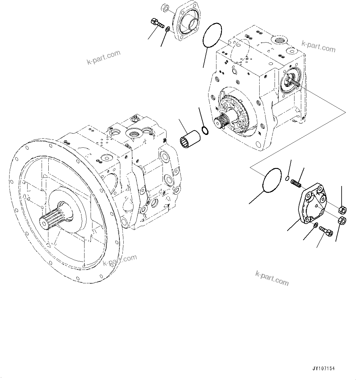 Komatsu parts book diagram for D71PXI-24 S/N 74001-UP: HYDRAULIC PUMP, HST PUMP (9/11)(#70002-)