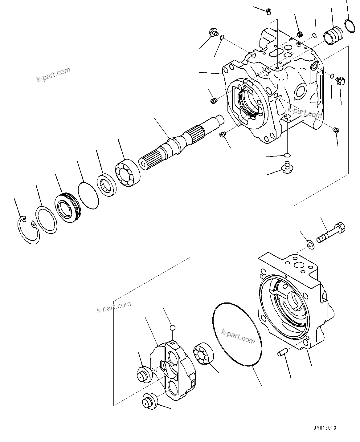 Komatsu parts book diagram for D71PXI-24 S/N 74001-UP: HYDRAULIC PUMP, FAN PUMP (1/5)(#70002-)