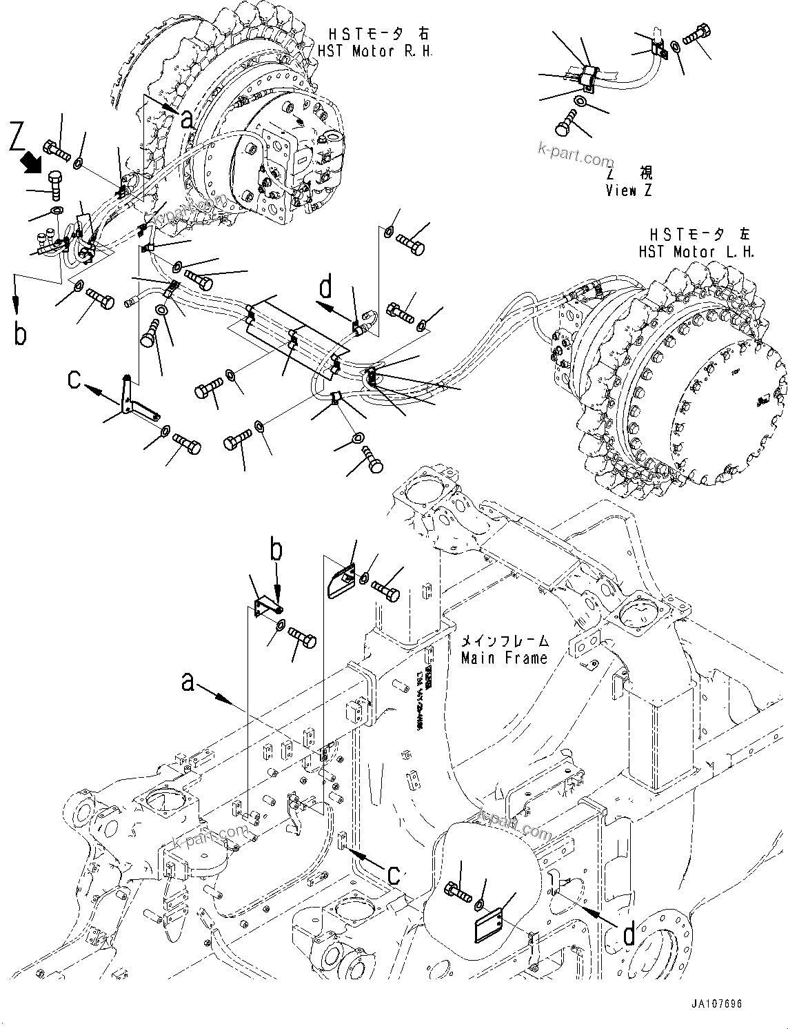 Komatsu parts book diagram for D71PXI-24 S/N 74001-UP: DRAIN PIPING, MOUNTING(#70002-)