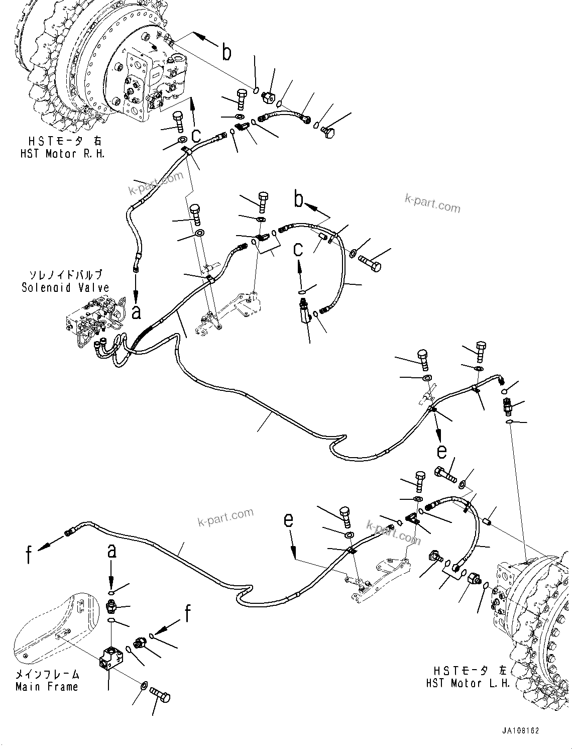 Komatsu parts book diagram for D71PXI-24 S/N 74001-UP: DRAIN PIPING, MOTOR DRAIN (2/2)(#70002-)