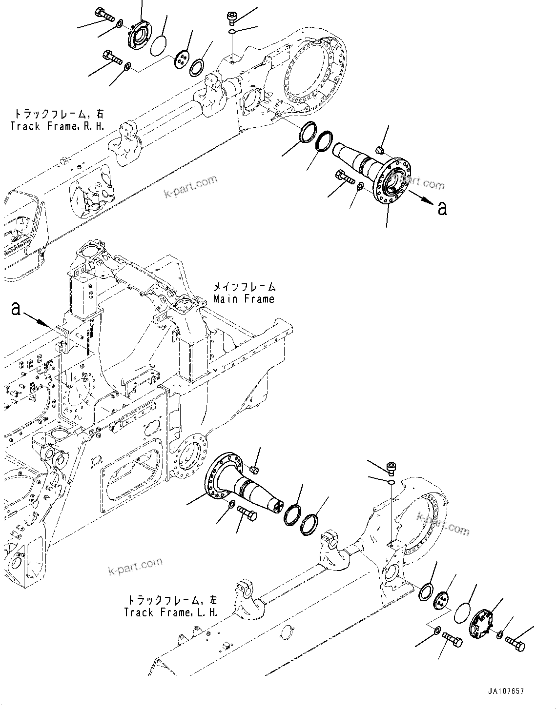 Komatsu parts book diagram for D71PXI-24 S/N 74001-UP: EQUALIZER BAR AND PIVOT SHAFT, PIVOT SHAFT(#70002-)