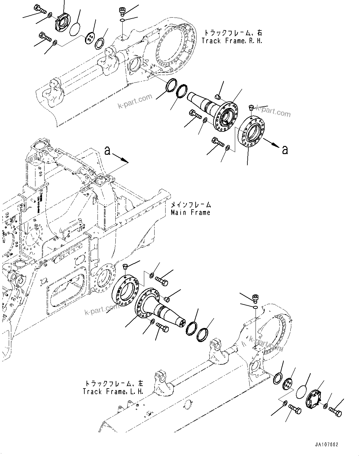 Komatsu parts book diagram for D71PXI-24 S/N 74001-UP: EQUALIZER BAR AND PIVOT SHAFT, PIVOT SHAFT (WIDE GAUGE SPECIFICATION)(#70002-)