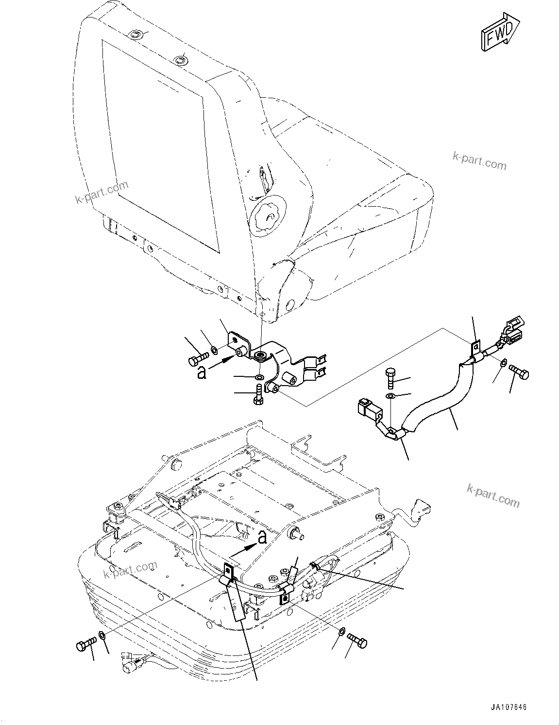 Komatsu parts book diagram for D71PXI-24 S/N 74001-UP: OPERATOR'S SEAT, WIRING HARNESS(#70002-)