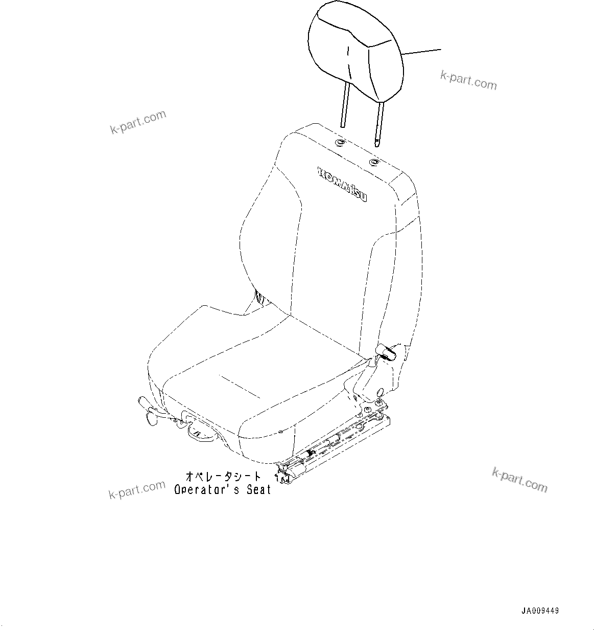 Komatsu parts book diagram for D71PXI-24 S/N 74001-UP: OPERATOR'S SEAT HEADREST, (#70002-)