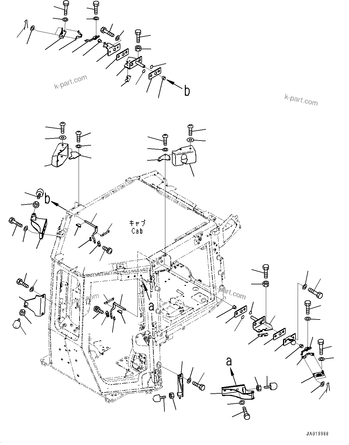 Komatsu parts book diagram for D71PXI-24 S/N 74001-UP: CAB, DOOR OPEN LOCK(#72161-)