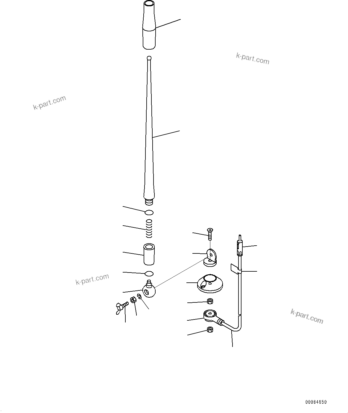 Komatsu parts book diagram for D71PXI-24 S/N 74001-UP: CAB, RUBBER ANTENNA(#72161-)